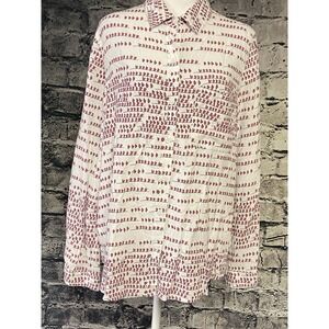 Beach Lunch‎ Lounge Blouse Womens Large White Hart Light Casual Work Fun Art